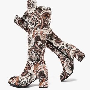 Paisley Patterned Heeled Boots